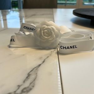 Chanel flower with Chanel ribbon